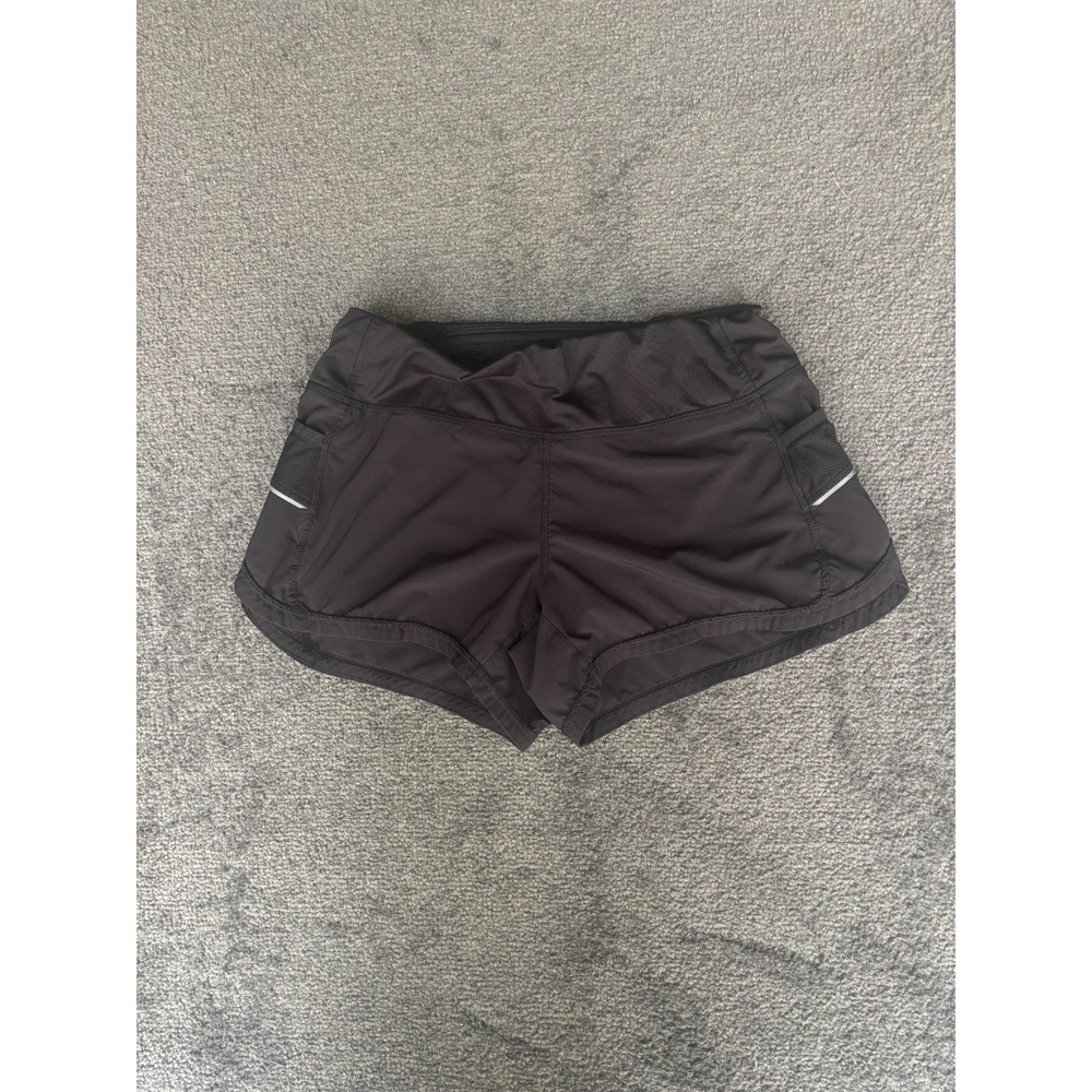 Athleta Racer Run Shorts Women XS Black Polyester Stretch Elastic Waist Pull On